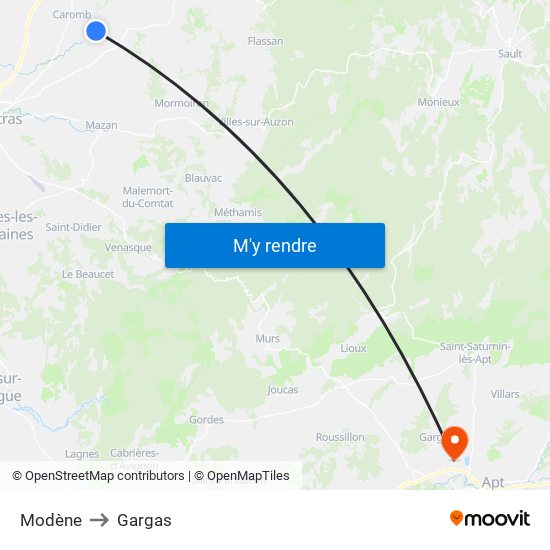 Modène to Gargas map