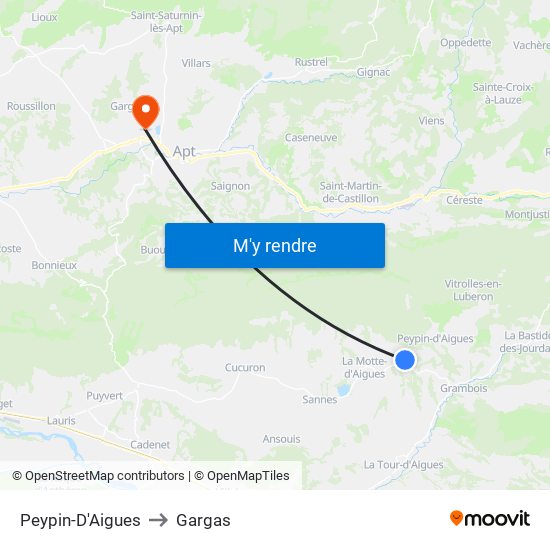 Peypin-D'Aigues to Gargas map