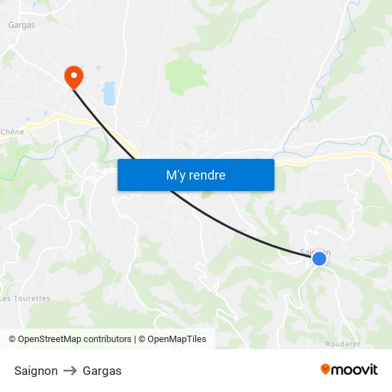 Saignon to Gargas map