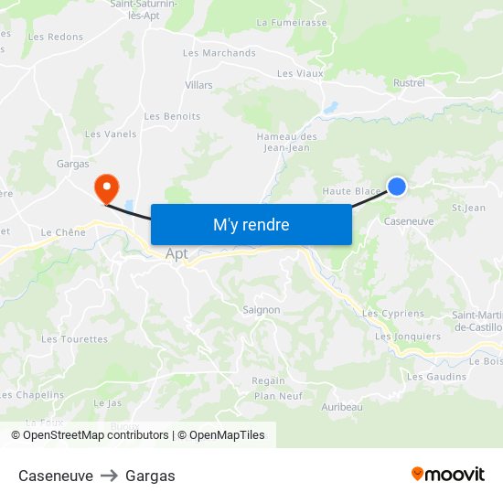 Caseneuve to Gargas map