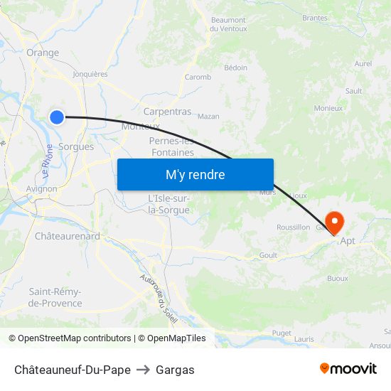 Châteauneuf-Du-Pape to Gargas map