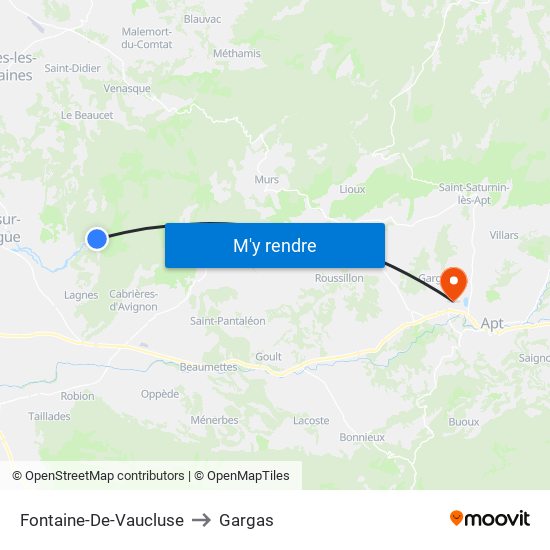 Fontaine-De-Vaucluse to Gargas map