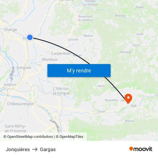 Jonquières to Gargas map
