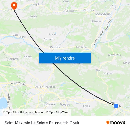 Saint-Maximin-La-Sainte-Baume to Goult map
