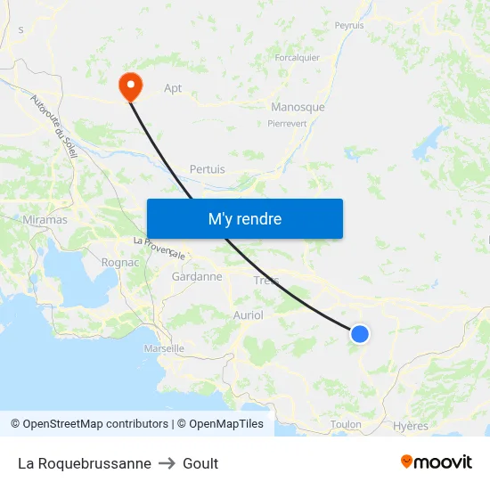 La Roquebrussanne to Goult map