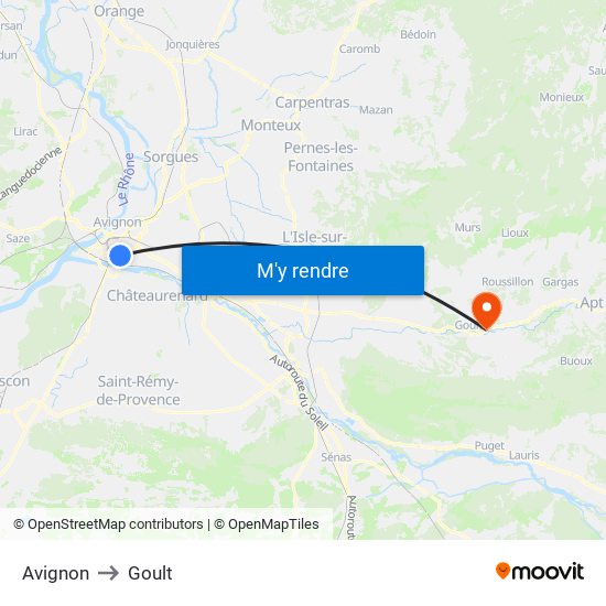 Avignon to Goult map