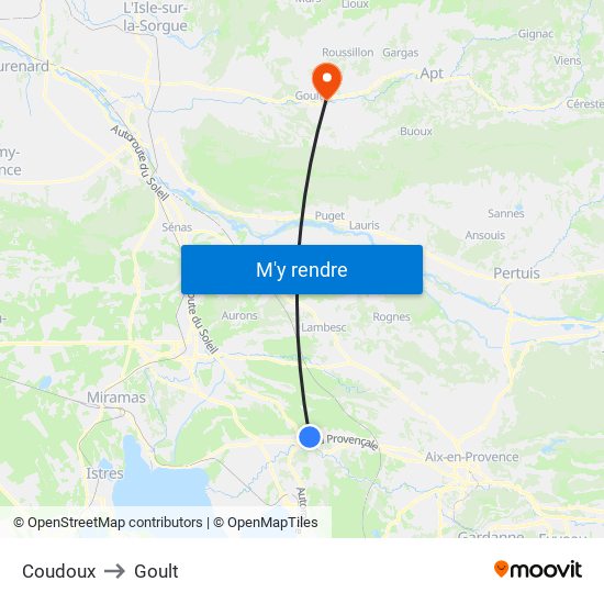 Coudoux to Goult map