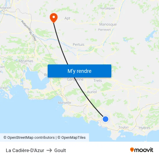La Cadière-D'Azur to Goult map