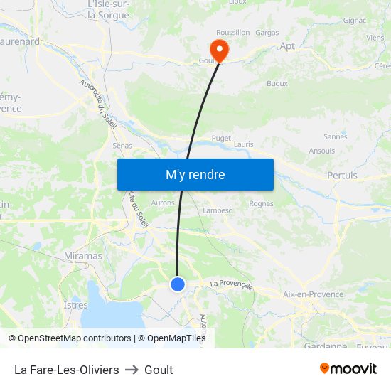 La Fare-Les-Oliviers to Goult map