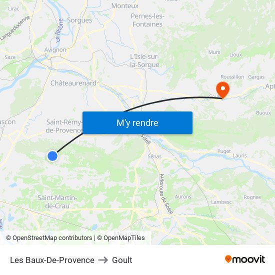 Les Baux-De-Provence to Goult map