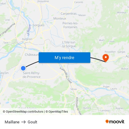 Maillane to Goult map