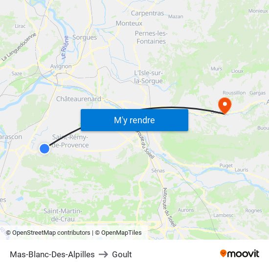 Mas-Blanc-Des-Alpilles to Goult map