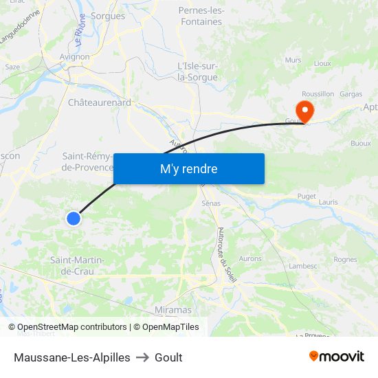 Maussane-Les-Alpilles to Goult map