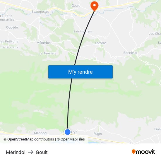 Mérindol to Goult map
