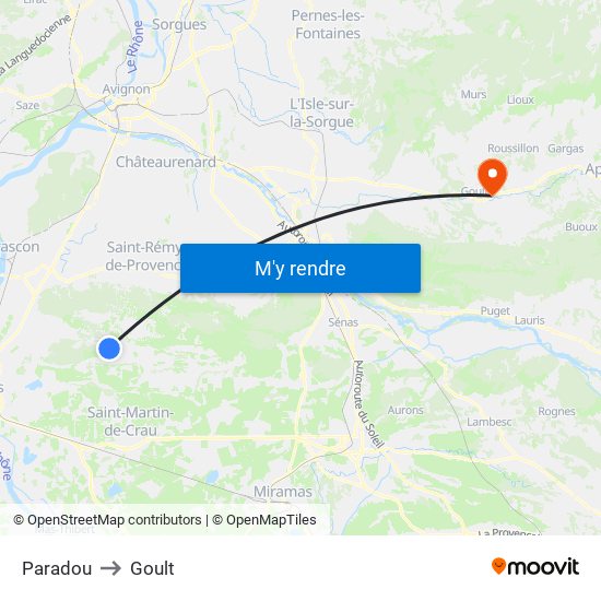 Paradou to Goult map