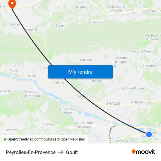 Peyrolles-En-Provence to Goult map