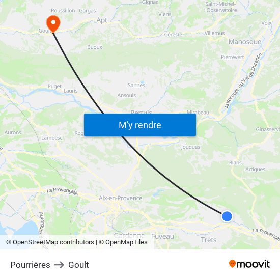 Pourrières to Goult map