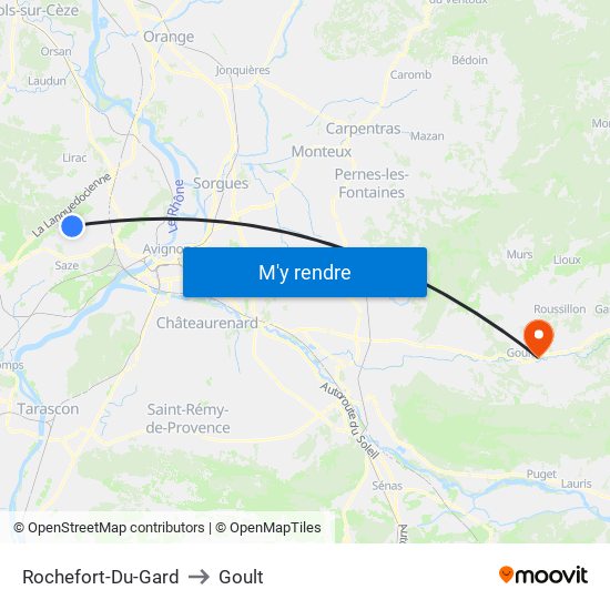 Rochefort-Du-Gard to Goult map