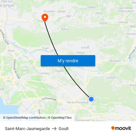 Saint-Marc-Jaumegarde to Goult map