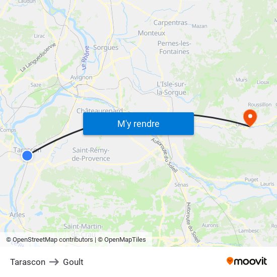 Tarascon to Goult map