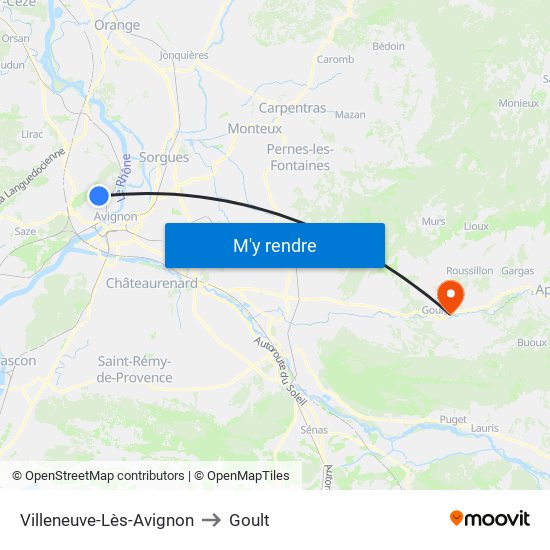 Villeneuve-Lès-Avignon to Goult map