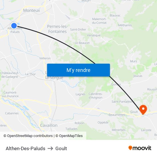 Althen-Des-Paluds to Goult map