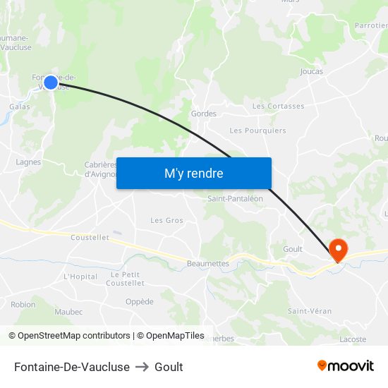 Fontaine-De-Vaucluse to Goult map