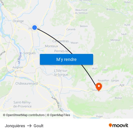 Jonquières to Goult map
