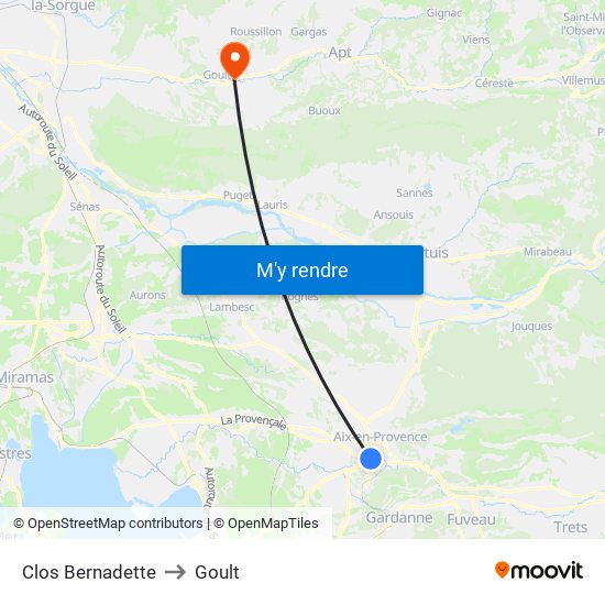 Clos Bernadette to Goult map