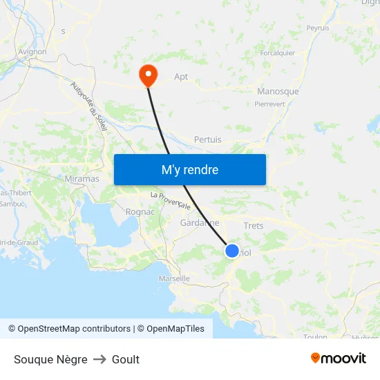 Souque Nègre to Goult map