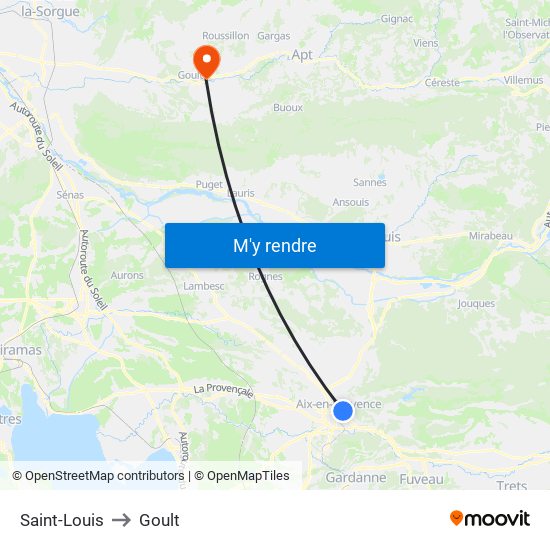 Saint-Louis to Goult map