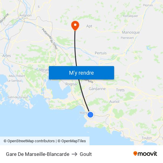 Gare De Marseille-Blancarde to Goult map