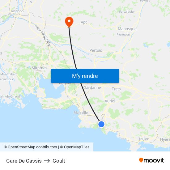Gare De Cassis to Goult map