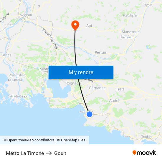 Métro La Timone to Goult map