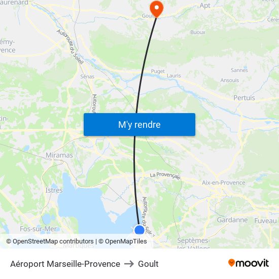Aéroport Marseille-Provence to Goult map