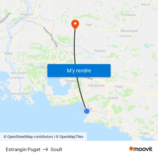 Estrangin Puget to Goult map