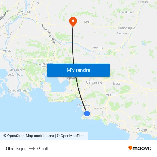 Obélisque to Goult map