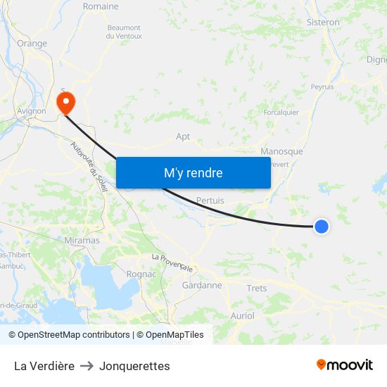 La Verdière to Jonquerettes map