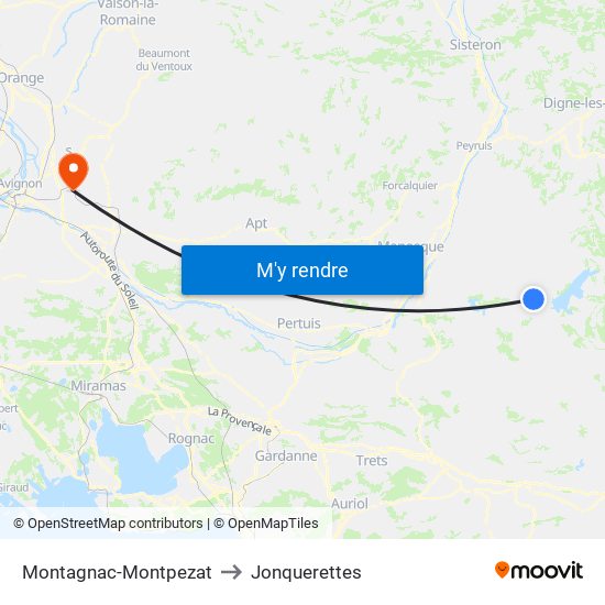 Montagnac-Montpezat to Jonquerettes map