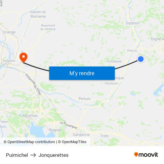 Puimichel to Jonquerettes map