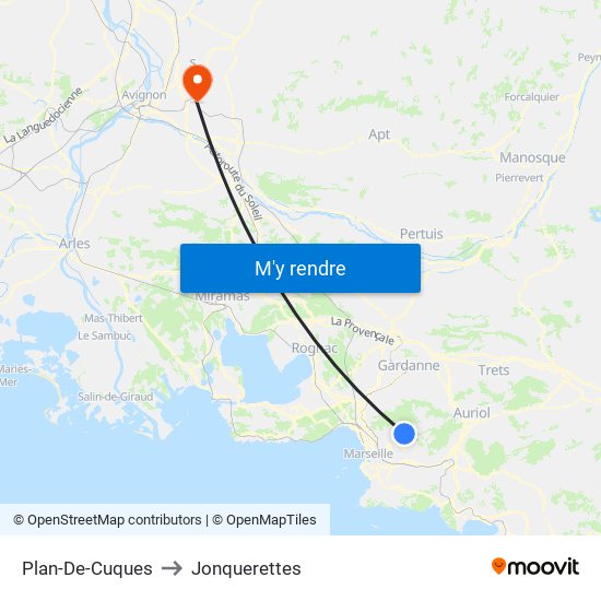 Plan-De-Cuques to Jonquerettes map