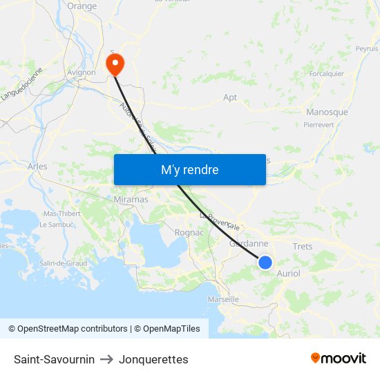 Saint-Savournin to Jonquerettes map