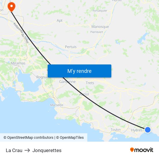 La Crau to Jonquerettes map