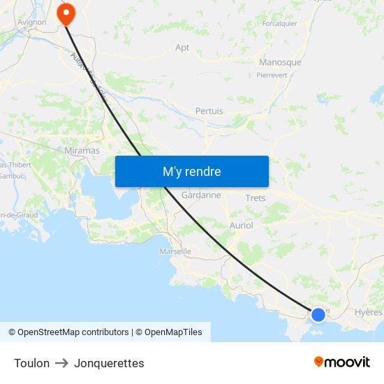 Toulon to Jonquerettes map
