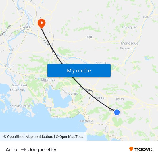 Auriol to Jonquerettes map