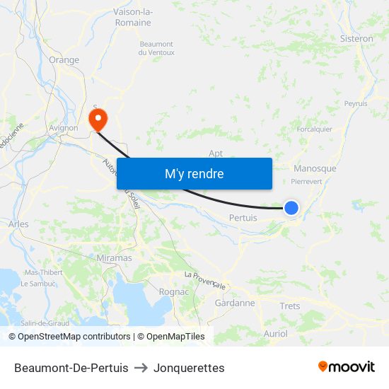 Beaumont-De-Pertuis to Jonquerettes map