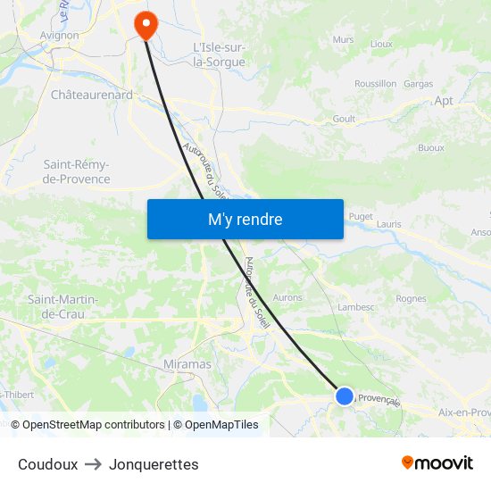 Coudoux to Jonquerettes map