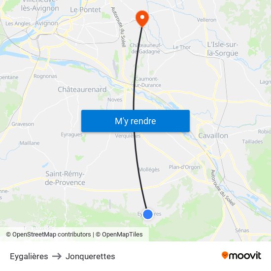 Eygalières to Jonquerettes map
