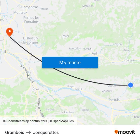 Grambois to Jonquerettes map