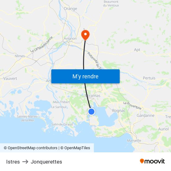 Istres to Jonquerettes map